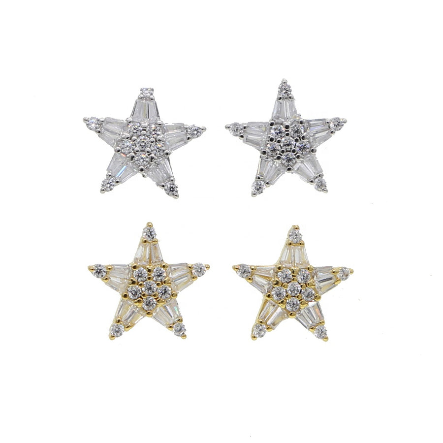 Oversized Baguette Star Studs