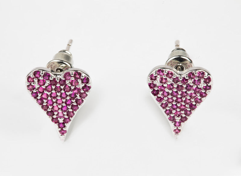 Pink Pave Heart Stud