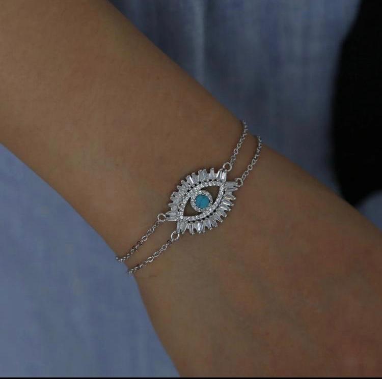 Baguette Evil Eye Bracelet