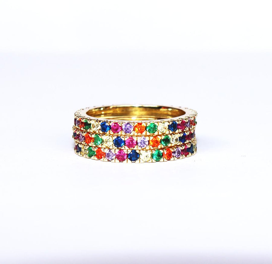 Multi Colour Rainbow Stack Ring